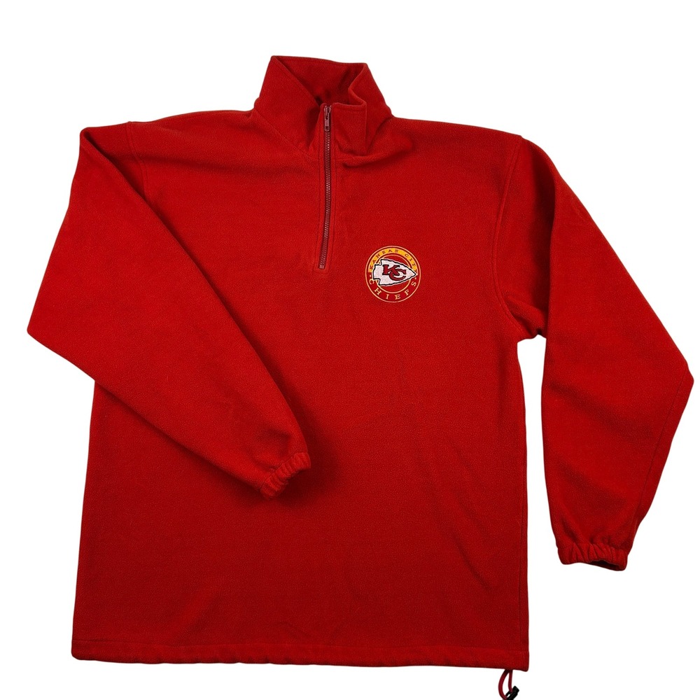 Kansas City Chiefs Fleece Pullover Jacket Mens Large Red NFL Football Sport‎ One